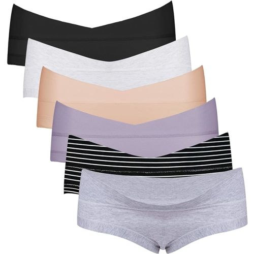 Intimate Portal Maternity Underwear | Pregnancy Postpartum Panties Under the Bump | Boyshort Briefs - X-Large - 6-pk Essentials