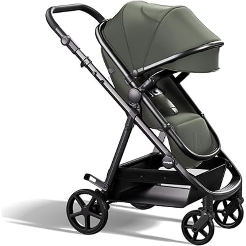 Mompush Baby Stroller, Convertible 2-in-1 with Bassinet Option, Infant Car Seat Compatible, Includes Adapter - Sturdy Full-Size Infant Stroller for Family Adventures