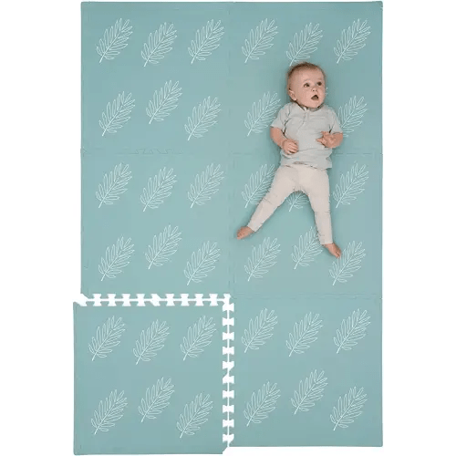 CHILDLIKE BEHAVIOR Baby Play Mat - Play Pen Tummy Time Mat & Crawling Mat Foam Play Mat for Baby with Interlocking Floor Tiles 72x48 Inches Puzzle - Baby Floor Mat Infants & Toddlers (X-Large, Leaves)