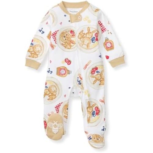 Burt's Bees Baby Baby Girls Pajamas, Zip Front Non-Slip Footed Sleeper Pjs, 100% Organic Cotton