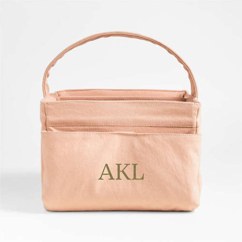 Personalized Elegant Pink Cotton Diaper Caddy