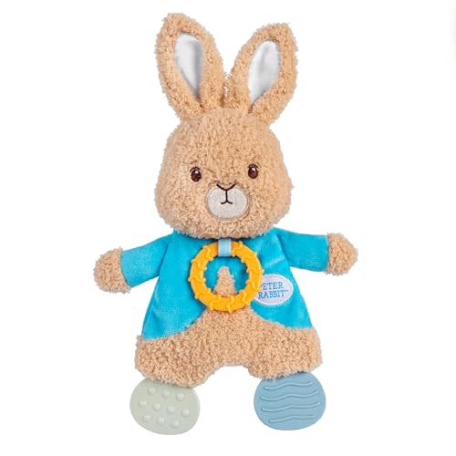 KIDS PREFERRED Beatrix Potter Peter Rabbit Flat Sensory Blanky Interactive Baby Teether Toy with Crinkle Sounds, Soft Textures, Bright Colors, and BPA-Free Materials for Safe and Fun Sensory Play
