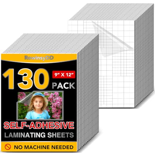 130 PCS Self-Adhesive Laminating Sheets, 9 x 12 Inches Clear Laminating Sheets No Machine Needed Self Sealing Laminate Sheets