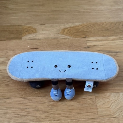 Jellycat Light Blue Plush Skateboard with Tan Trim
