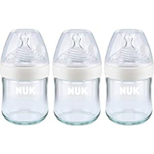NUK Simply Natural Glass Baby Bottles, 4 oz, 3 Pack - 3 Count (Pack of 1) - New for 2020