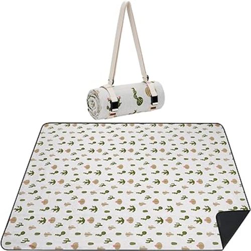 Beach Mat Sand Free Washable, Waterproof Camping Emergency Blankets | Picnic Baskets Accessories with Waterproof Backing and Shoulder Strap - Leaf