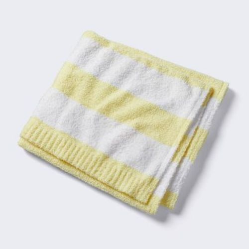 Chenille Stripe Baby Blanket - Yellow And White Stripes - Cloud Island™