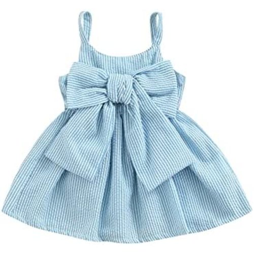 Toddler Baby Girls Sleeveless Dress Front Bowknot Stripe Sling Summer Jumpsuit Princess Casual Romper