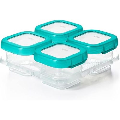 OXO Tot Baby Blocks Freezer Storage Containers Teal (4 Oz)