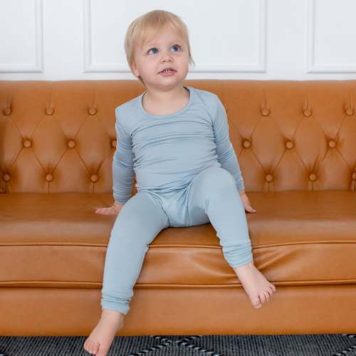 Long Sleeve Pajamas in Fog | Bamboo Pajamas | Kyte Baby