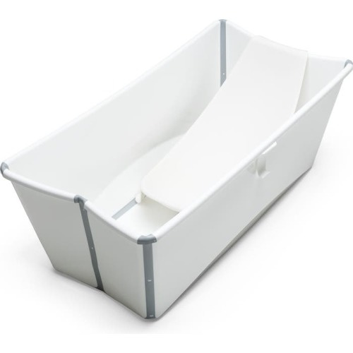 Stokke Flexi Bath® Foldable Baby Bath Tub with Temperature Plug & Infant Insert, White