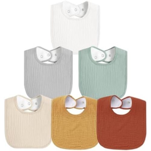 Muslin Baby Bibs for Boys Girls, Soft Cotton Baby Drool Bibs, Drooling and Teething Bibs for Infant, Newborn