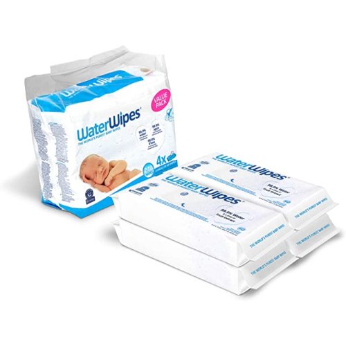 Baby Wipes, WaterWipes Sensitive Baby Diaper Wipes, 99.9% Water, Unscented & Hypoallergenic, for Newborn Skin, 4 Packs (240 Count) - 60 Count (Pack of 4) - Baby Wipes Only