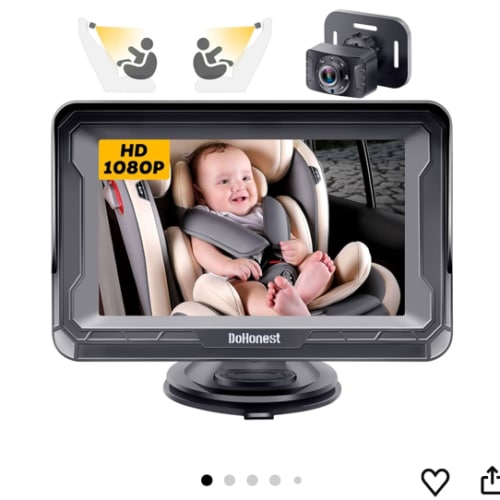 DoHonest Baby Car Camera HD 1080P - Rear-Facing Car Baby Monitor with Night Vision, Adjustable View Angle, Easy Setup, Anti-Glare Display, Safety for Kids & Infants
