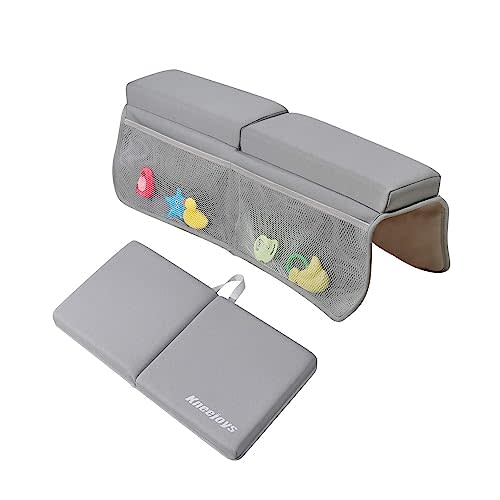 Kneejoys Bath Kneeler and Elbow Rest Pad Bath Kneeler Baby Bath Mat Kneeling Pad Bath Toy Organizer for Tub Kneeling Pad for Bathing Baby Memory Foam