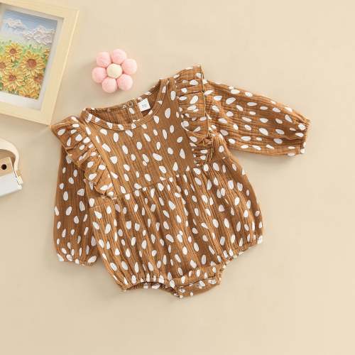 Toddler Baby Girl Ruffle Polka Dot Flutter Long Sleeve Dress And Romper (0-3)