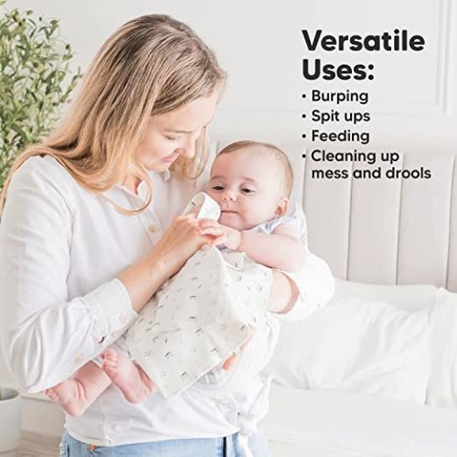 6-Pack Baby Burp Cloths for Baby Boys and Girls - Organic Cotton Burp Clothes for Baby Boy, Burp Clothes for Baby Girl, Burping Cloths for Babies, Newborn Burp Cloth, Spit Up Rag, Baby Rags (Neutrals)