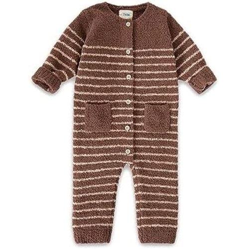 7AM Infant Romper Long Sleeve - Striped Toddler Romper Jumpsuits for Unisex Baby, Round Neck One Piece Outfit | Fuzzy & Comfy