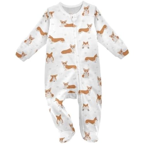 vvfelixl Exercises Doberman Dog Baby Sleepers For Girl Boys Newborn Baby Play One-Piece Footies For 0-24 Months White