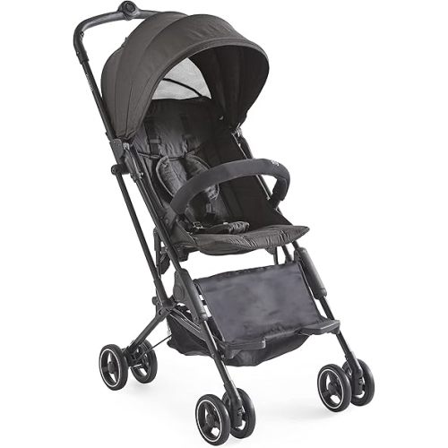 Contours Itsy Lightweight Baby & Toddler Stroller, Ultra-Sturdy and Compact, Easy One-Hand Fold and Carry Handle for Airplane or Car Travel, Large UPF 50+ Sun Canopy, Storage Basket - Black
