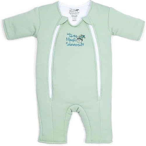 Magic Sleepsuit Baby Merlin's Cotton Baby Swaddle Transition Product - Soft and Cozy Design, Double Zipper for Easy Diaper Changes, Promotes Safe Sleep, 3-6 Months - Sage Green - Large 18-21lbs