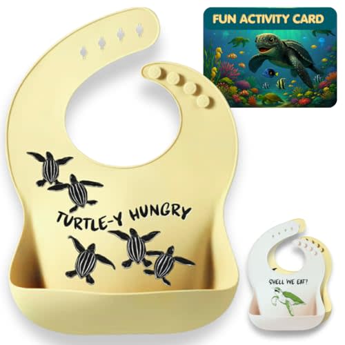 Animal Silicone Bibs for Babies - 2 Pack Sea Life Bibs for Boys and Girls - Easy to Clean Adjustable