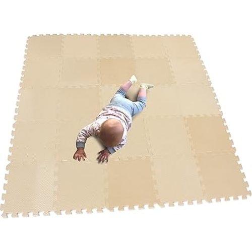 MQIAOHAM® 25 Pieces Puzzle Play Mats, Soft Baby Play Mat, Kids Interlocking Foam Floor Tiles, Toddlers Carpet Playmats G301025-110