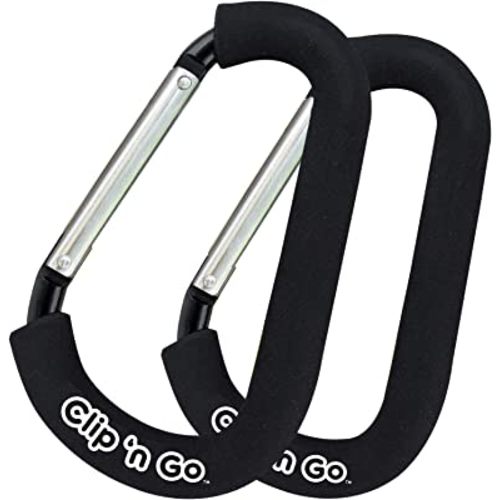 Stroller Hooks for Hanging Diaper Bags - Mommy Stroller Clip and Stroller Accessories Organizer Hook - Large Carabiner Clips for Mom Purse Shopping Grocery Bag and Accessory - (2 Pack)