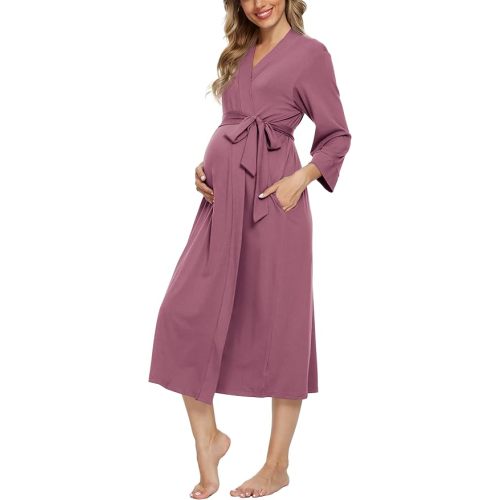 Xpenyo Women's Maternity Sleepwear,Labor/Delivery/Nursing/Hospital Nightgown Kimono Robes Long Pregnancy Loungewear