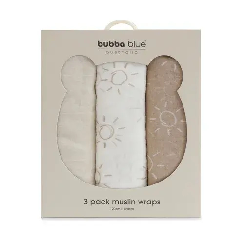 Bubba Blue Nordic Wrap 3 Pack Sand/Nutmeg | Baby Bunting AU