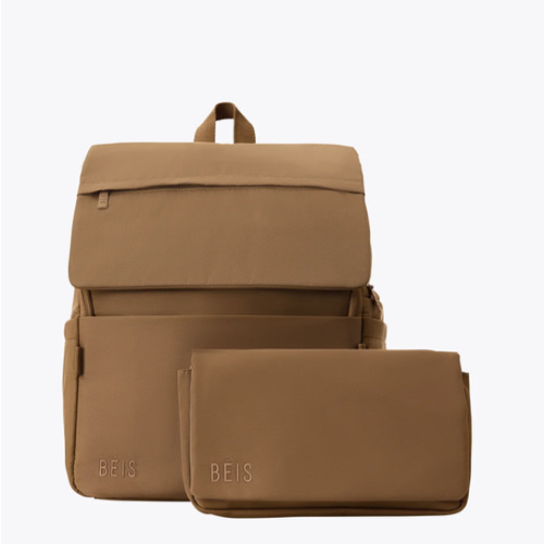 BÉIS 'The Ultimate Diaper Backpack' in Camel - Diaper Bag Backpack in Camel Brown