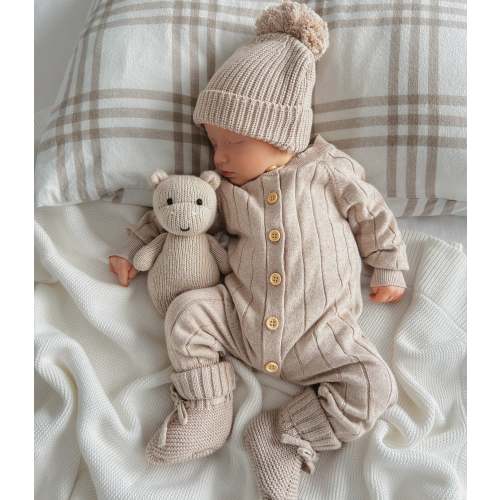 Ribbed Knit Romper - Fawn