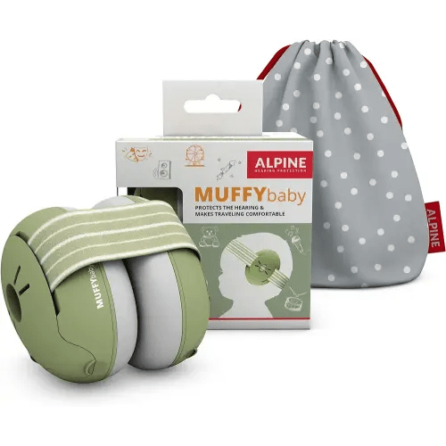 Alpine Muffy Baby Ear Protection for Babies and Toddlers up to 36 Months - CE & ANSI Certified - Noise Reduction Earmuffs - Comfortable Headphones Against Hearing Damage & Improves Sleep - Green