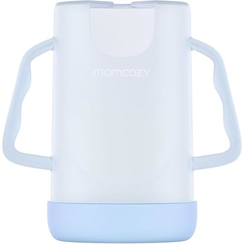 Momcozy Squeeze Pouch Holder for Food Pouches and Drink Boxes, Baby Pouch Holder Allows Baby to Self-Feed and Avoid Messes, Baby Food Pouch Holder Handle is Easy to Grip, Comfortable, Blue