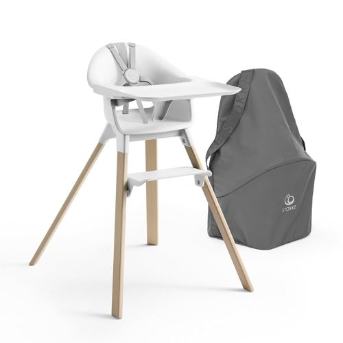 Stokke Clikk High Chair (Cloud Grey) + Travel Bag (Grey) - All-in-One High Chair with Tray & Harness - Light, Durable & Travel Friendly - Best for 6-36 Months or Up to 33 lbs