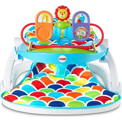 Fisher-Price Portable Baby Chair, Deluxe Sit-Me-Up Floor Seat with Removable Toys and Snack Tray, Happy Hills