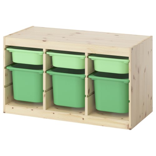 TROFAST Storage combination with boxes - light white stained pine light green/bright green 36 5/8x17 3/8x20 1/2 "