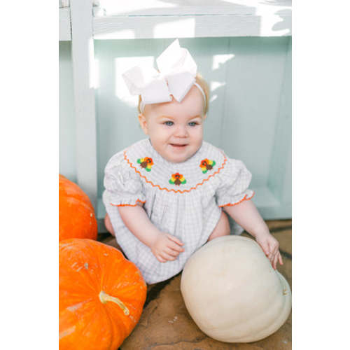 Blue Check Turkey Smocked Bubble I Poppy Kids Co