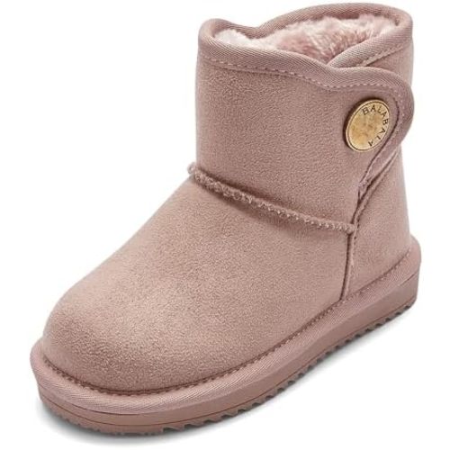 Balabala Kids Snow Boots Girls Warm Winter Boots Faux Fur Suede Boys Snow Boots Water Resistant Mini Boots Casual Boots