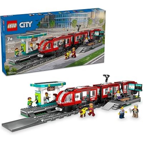LEGO City Downtown Streetcar and Station Train Set - Kids Toy Train Building Set for Pretend Play & Imagination, Ages 7+ - Gift Ideas for Boys & Girls Birthdays - 60423