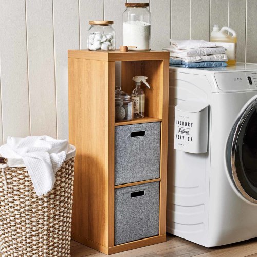 Better Homes & Gardens 3-Cube Storage Organizer, Light Honey