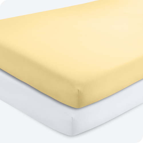 Bare Home 2 Pack Fitted Sheets - Premium 1800 Collection - Ultra Soft - Crib, Morning Sun/White