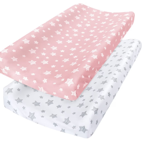 Changing Pad Cover for Girls 2 Pack, Lovely Print Soft Unisex Diaper Change Table Sheets, Fit 32"x16" Contoured Pad, Comfy Cozy 2-Pack Cradle Sheets, Pink&White