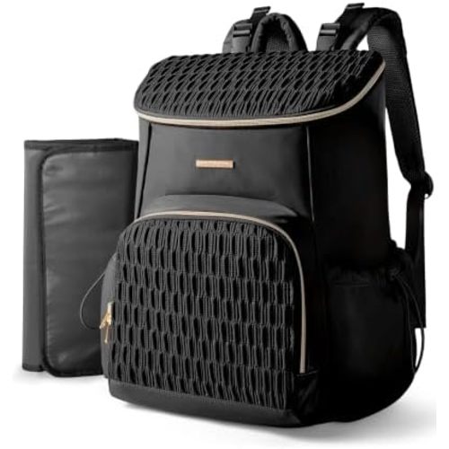 Marscamd Diaper Bag Backpack with Changing Pad, Large Baby Bag, Black