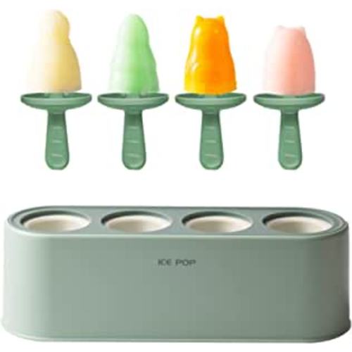 Amazon.com: Popsicle Molds 4 Pieces, Silicone Popsicle Molds Cartoon Shape, Baby Popsicle Molds BPA Free, Reusable Popsicle Molds for Kids, Making Popsicles and Ice Cream, Comes in Four Colors (Green): Home & Kitchen