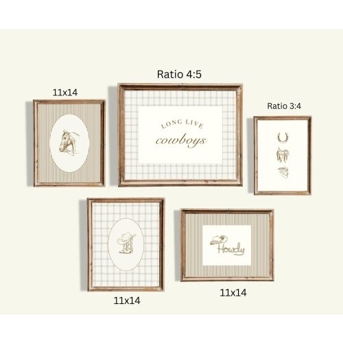 Cowboy Nursery Wall Art Set (5 Prints), Western Boys Room Decor, Wild West Printable Gallery Wall