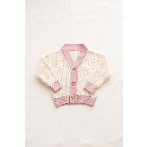 chunky cardigan - milk/petal