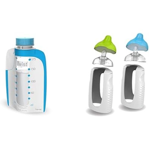 Kiinde Twist Pouch Direct-Pump Direct-Feed Twist Cap Breast Milk Storage Bags for Pumping & Twist Squeeze Natural Baby Breast Milk Feeding Bottle with Nipples and Case (2 Pack)