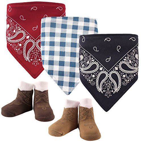 Hudson Baby Unisex BabyCotton Bib and Sock Set