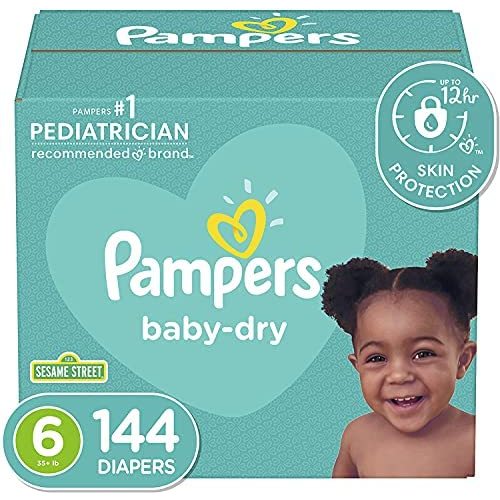 Diapers Size 6, 144 Count - Pampers Baby Dry Disposable Baby Diapers, ONE MONTH SUPPLY (Packaging May Vary)